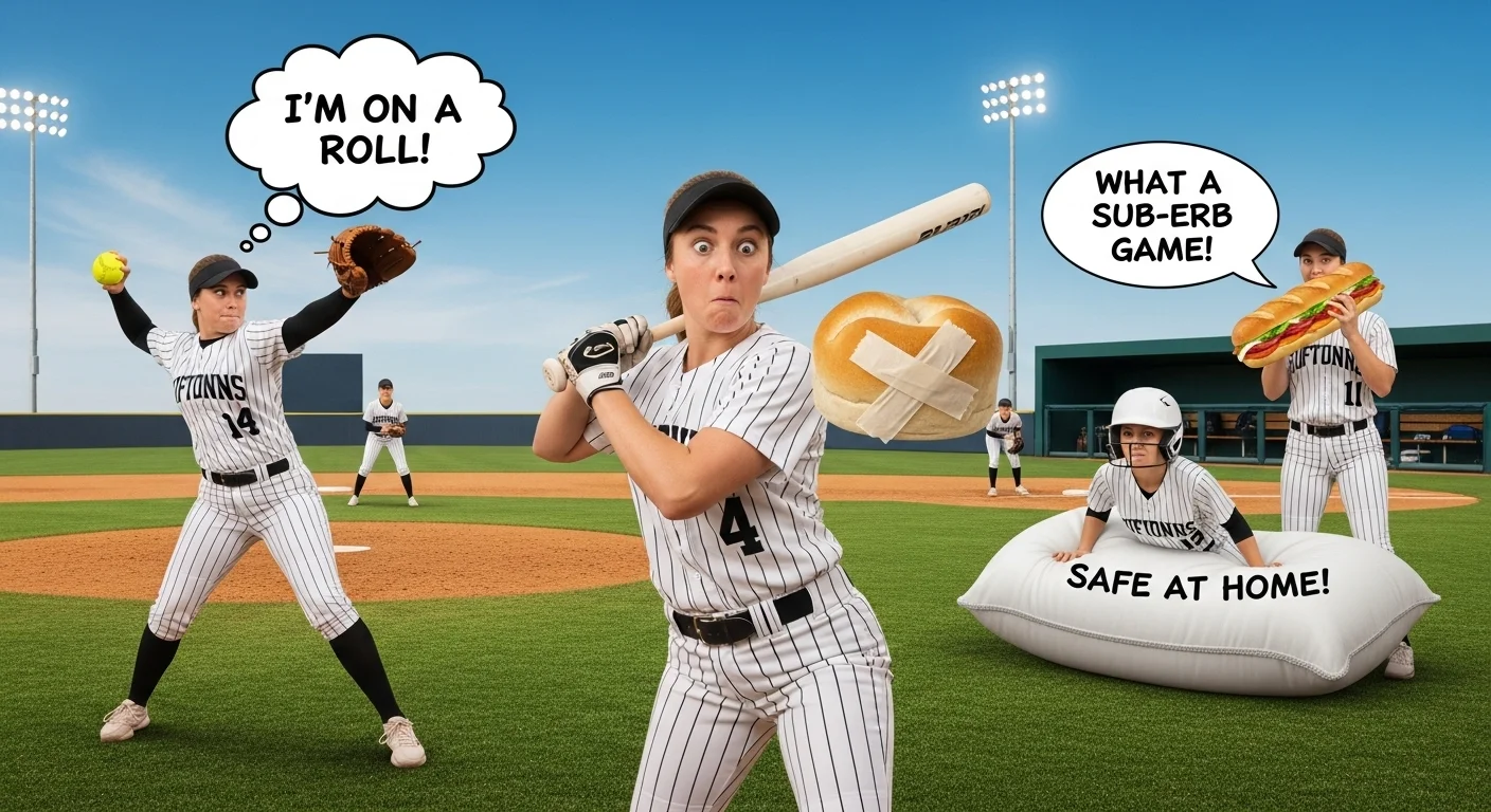 punny softball player